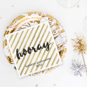 Hooray | Zwarte en Faux Gold Stripe Afstuderen Servet