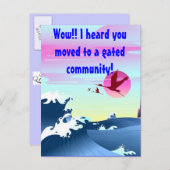 "Hoorde dat je naar een gated community verhuisde" Aankondigingskaart (Voorkant / Achterkant)