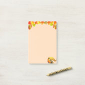 Hoorn des Overvloeds, Herfstbladeren op Beige Post-it® Notes (Op bureau)
