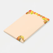 Hoorn des Overvloeds, Herfstbladeren op Beige Post-it® Notes (Schuin)