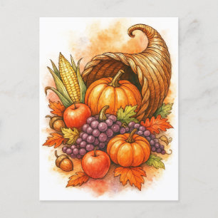 Hoorn des Overvloeds Prettig Thanksgiving Waterver Feestdagenkaart