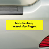 hoorn gebroken, pas op voor vinger bumpersticker (Op auto)