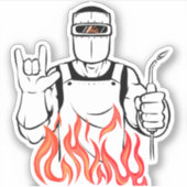 Hoorn Hand Teken Symbool Lasser Fire Sticker (Voorkant)