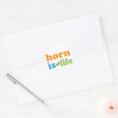Hoorn is mijn leven retro bloemen ronde sticker (Envelop)