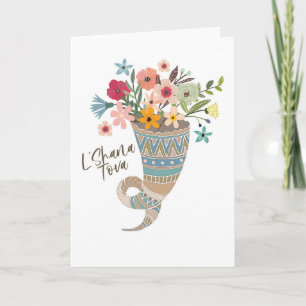 Hoorn van Bloemen Rosh Hashanah Kaart