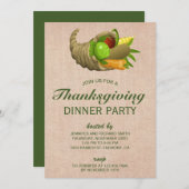 Hoorn van overvloed | Burlap Thanksgiving Dinner P Kaart (Voorkant / Achterkant)