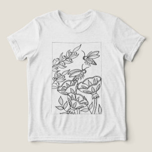Hoornaars met bloemen om te kleuren Tri-Blend shirt