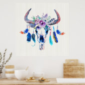 Hoorns en bloemen op de schil poster (Keuken)