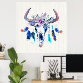 Hoorns en bloemen op de schil poster (Thuiskantoor)