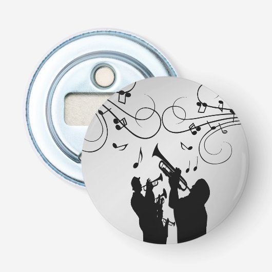 Hoornsectie muziek ontwerp button flesopener (Voorkant)