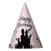 Hoornsectie Trompet Jazz Muziek Verjaardag Roze Feesthoedjes (Voorkant)