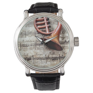 hoornversiering op muziek -  riem horloge