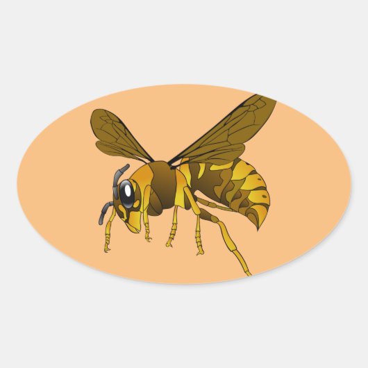 hoornwesp-insect, bijenbruin ovale sticker (Voorkant)
