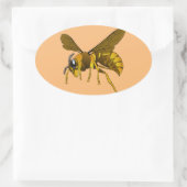 hoornwesp-insect, bijenbruin ovale sticker (Tas)