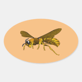 hoornwesp-insect, bijenbruin ovale sticker