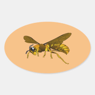 hoornwesp-insect, bijenbruin ovale sticker