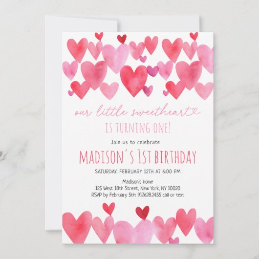 Hoort kleine liefje eerste verjaardag kaart (Voorkant)