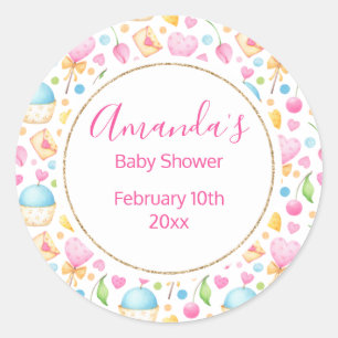 Hoorten en Muffins Waterverf Pattern Party Ronde Sticker