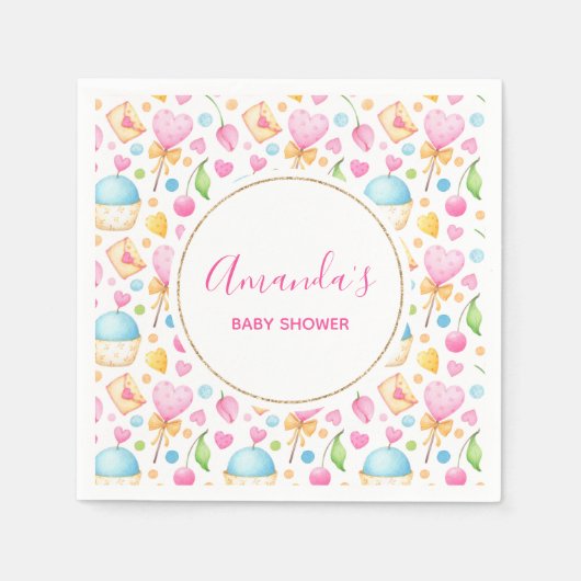 Hoorten en Muffins Waterverf Pattern Party Servet (Voorkant)