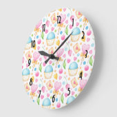 Hoorten en Muffins Yummy Waterverf Pattern Grote Klok (Hoek)