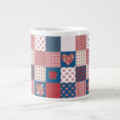 Hoorten en Rozen Faux Patchwork Jumbo Coffee Mok (Voorkant)