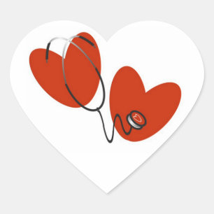 Hoorten en stethoscoop T-shirts en cadeautjes Hart Sticker