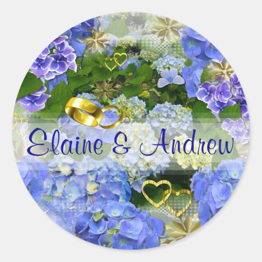 HOORZITTEN EN HYDRANGEAS ~ Envelope Sealers/Sticke Ronde Sticker (Voorkant)
