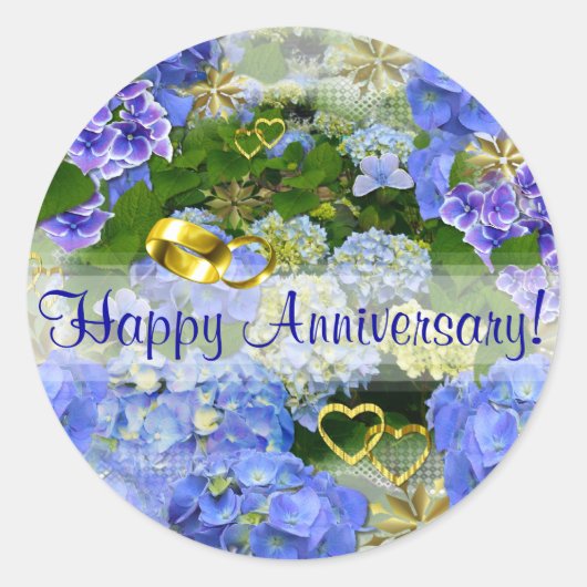 HOORZITTEN EN HYDRANGEAS ~ Envelope Sealers/Sticke Ronde Sticker (Voorkant)