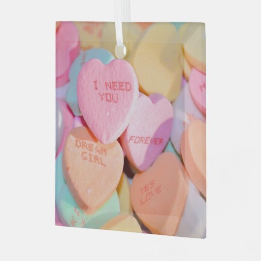 HOORZITTEN SNOEP valentijnse Glas Ornament (Voorkant links)