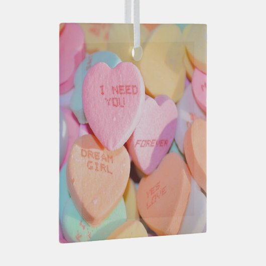 HOORZITTEN SNOEP valentijnse Glas Ornament (Voorkant Rechts)