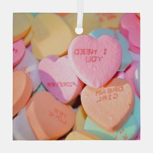 HOORZITTEN SNOEP valentijnse Glas Ornament (Achterkant)