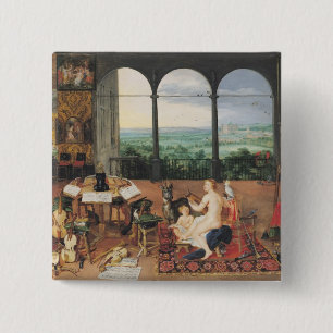 Hoorzitting 1617 vierkante button 5,1 cm