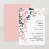 Hoorzitting in de Floral, blauwe roze bloemen Kaart (Voorkant / Achterkant)