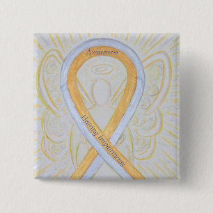 Hoorzittingen Bewustmaking Ribbon Angel Pin Vierkante Button 5,1 Cm