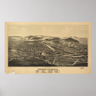 Hoosick Herfsten New York 1889 Antiek Panorama Poster