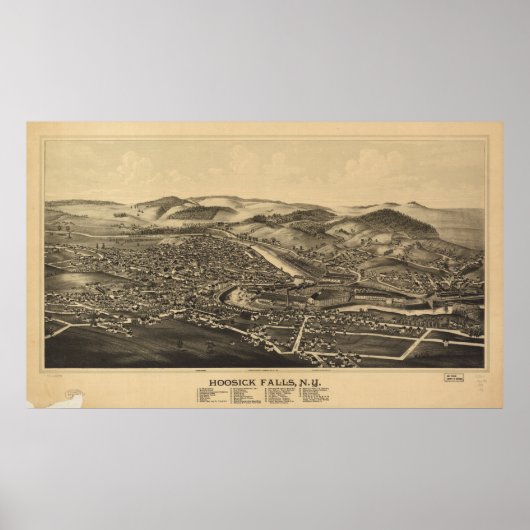 Hoosick Herfsten New York 1889 Antiek Panorama Poster (Voorkant)