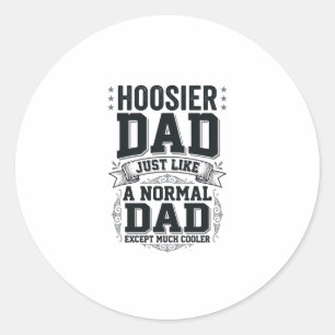 Hoosier Papa Vintage Gravure Citaat Shirt Ontwerp_ Ronde Sticker