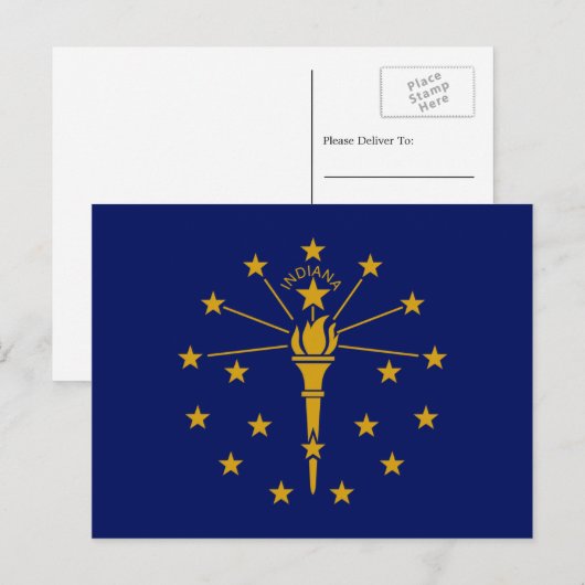 Hoosier Vlag, Vlag van Indiana Briefkaart (Voorkant / Achterkant)