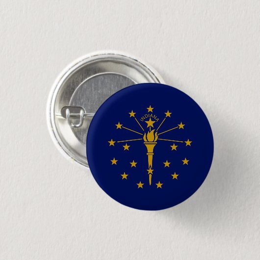 Hoosier Vlag, Vlag van Indiana Ronde Button 3,2 Cm (Voorkant /achterkant)