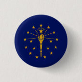Hoosier Vlag, Vlag van Indiana Ronde Button 3,2 Cm (Voorkant)