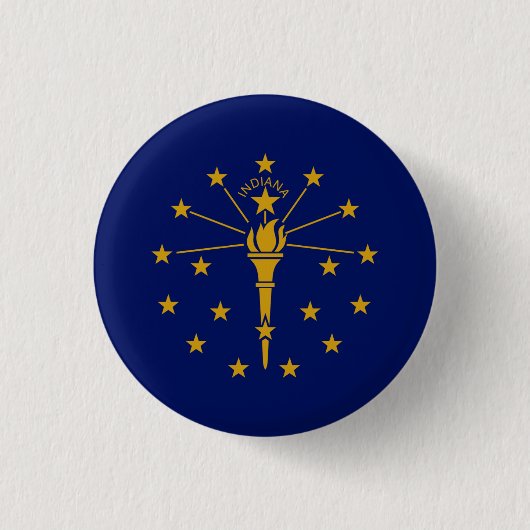 Hoosier Vlag, Vlag van Indiana Ronde Button 3,2 Cm (Voorkant)
