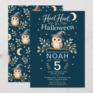Hoot Hoot Halloween Owl Birthday Party Kaart