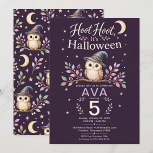 Hoot Hoot Halloween Uil Verjaardagsfeestje Kaart