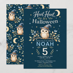Hoot Hoot Halloween Uil Verjaardagsfeestje Kaart