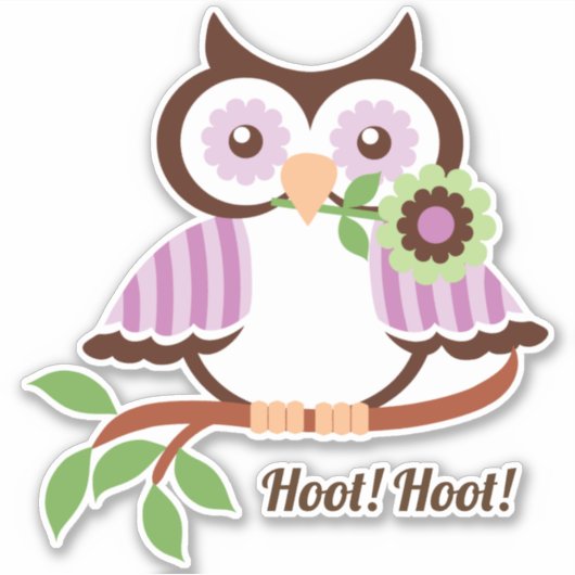 Hoot Hoot! Leuke lenteuil bloemig Sticker (Voorkant)