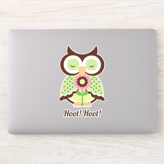 Hoot Hoot! Schattige groene lenteuil bloemig Sticker (Computer)