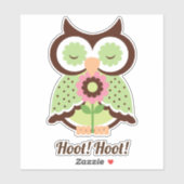 Hoot Hoot! Schattige groene lenteuil bloemig Sticker (Vel)