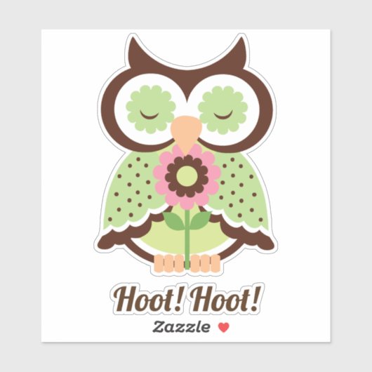 Hoot Hoot! Schattige groene lenteuil bloemig Sticker (Vel)