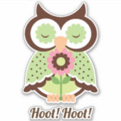 Hoot Hoot! Schattige groene lenteuil bloemig Sticker (Voorkant)