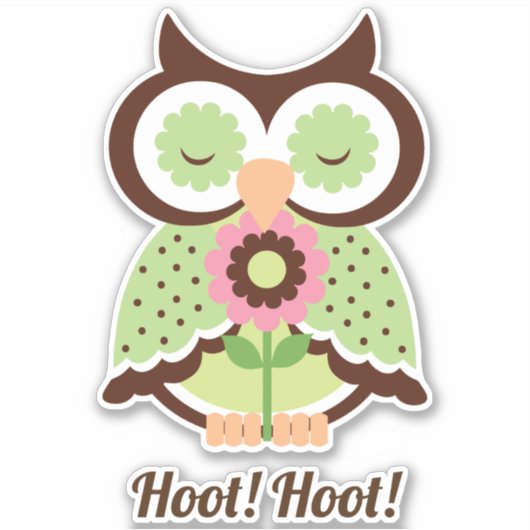 Hoot Hoot! Schattige groene lenteuil bloemig Sticker (Voorkant)